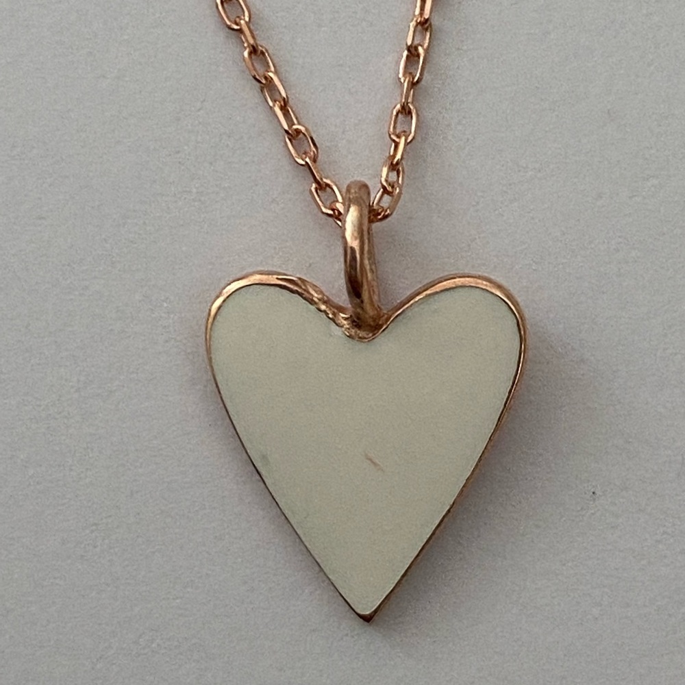 925 Silver white enamel heart love necklace 14k rose gold plated